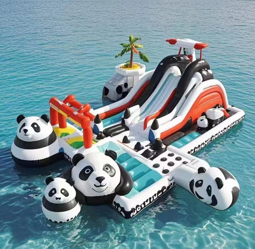 Komersial Bounce House Kastil Inflatable Untuk Anak-anak Taman Air Game Slide Air Panda