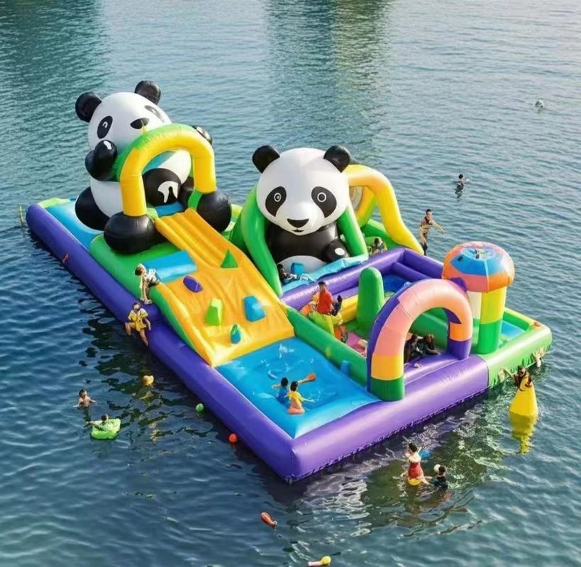 Komersial Bounce House Kastil Inflatable Untuk Anak-anak Taman Air Game Slide Air Panda