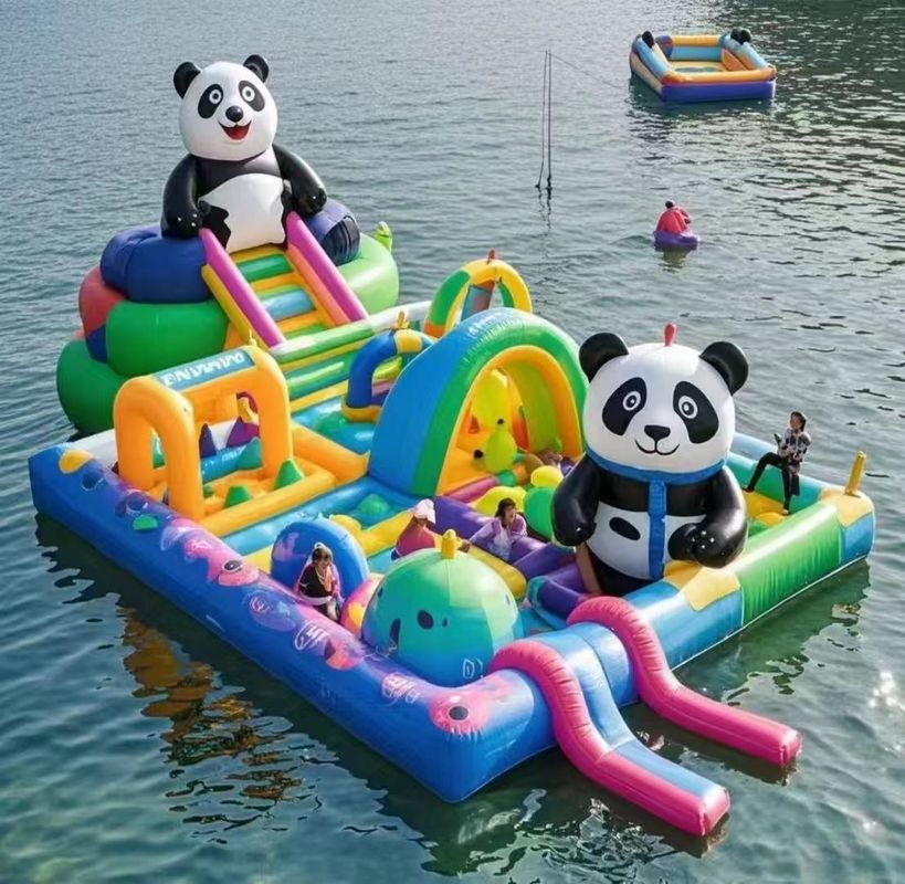 Komersial Bounce House Kastil Inflatable Untuk Anak-anak Taman Air Game Slide Air Panda