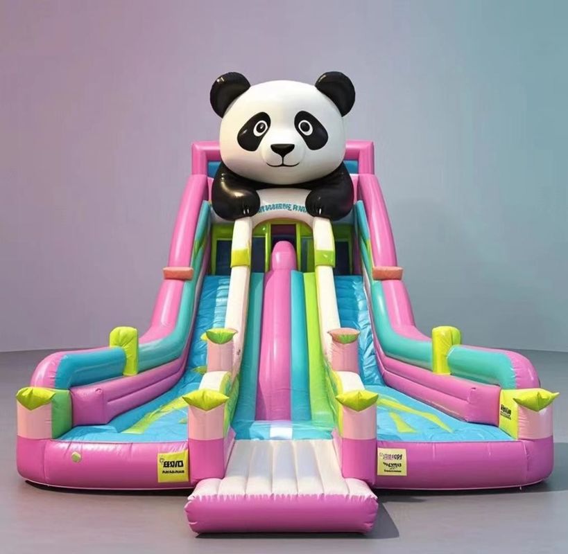Panda Hewan Kastil Inflatable Water Slide Bounce House Berwarna-warni Kastil Indoor Jumping Kastil Bouncy komersial