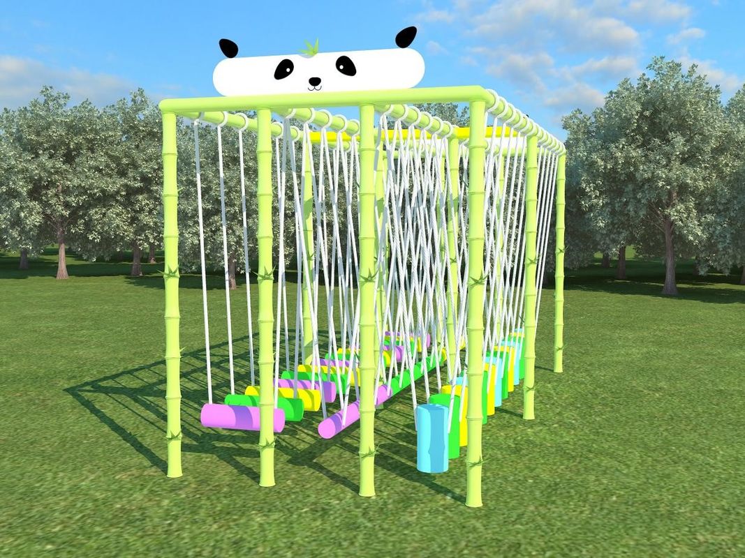 Set bermain taman hijau berbentuk panda anak-anak kursi ayunan luar 230cm set ayunan komersial