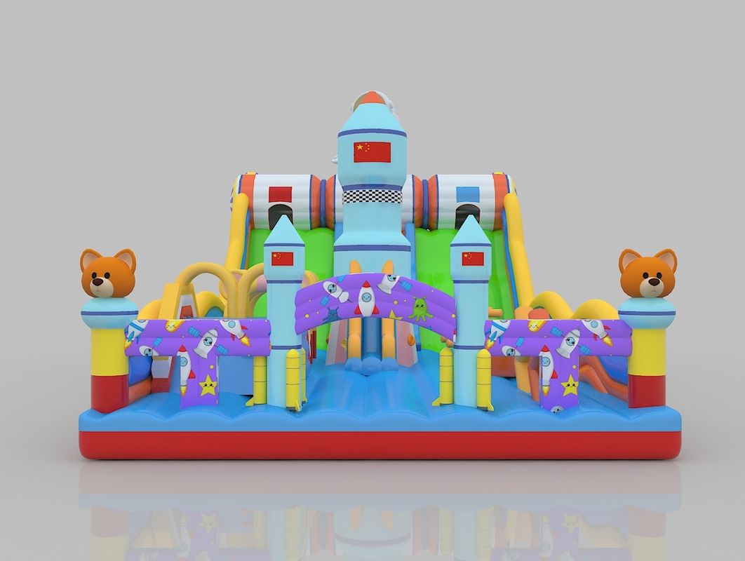 Pvc Commercial Jumping Castle Dengan Slide 6m 7m Rumah Bounce yang menawan Dengan Slide Untuk Dewasa