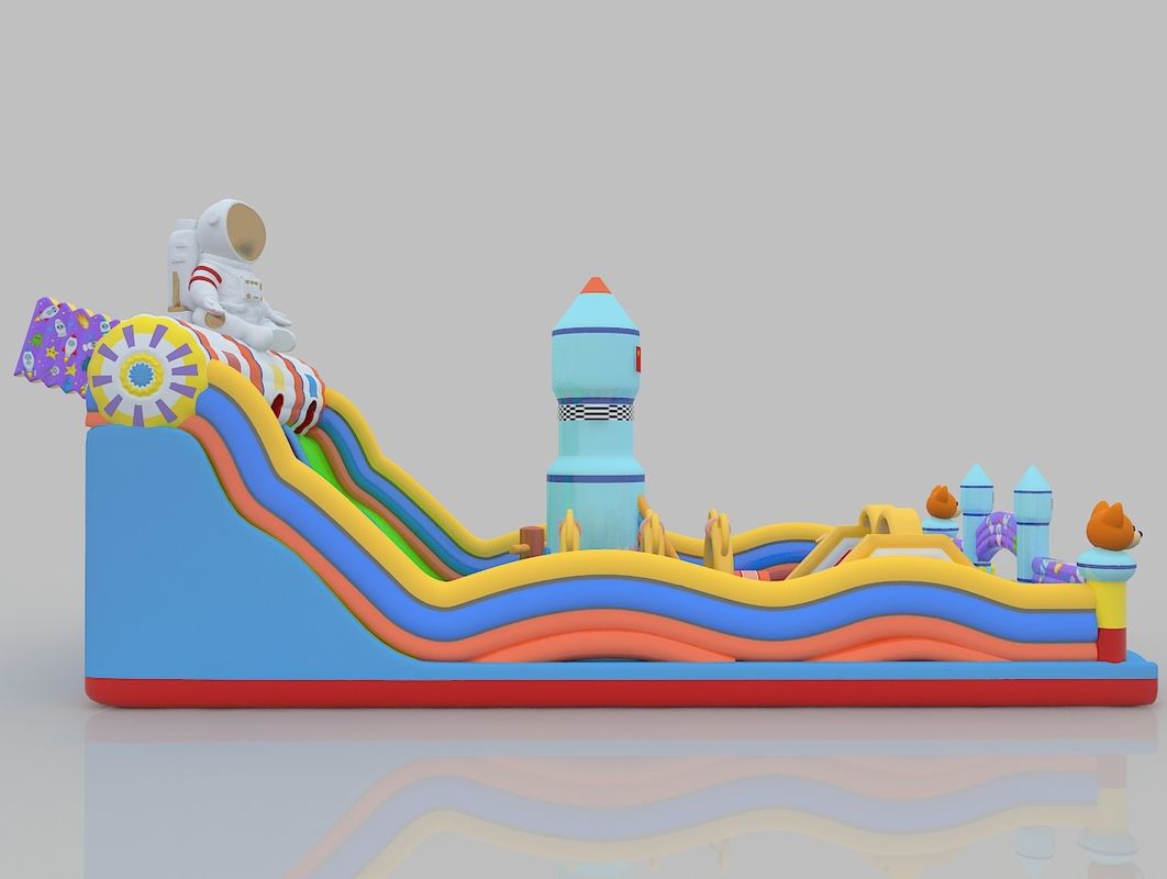 Pvc Commercial Jumping Castle Dengan Slide 6m 7m Rumah Bounce yang menawan Dengan Slide Untuk Dewasa