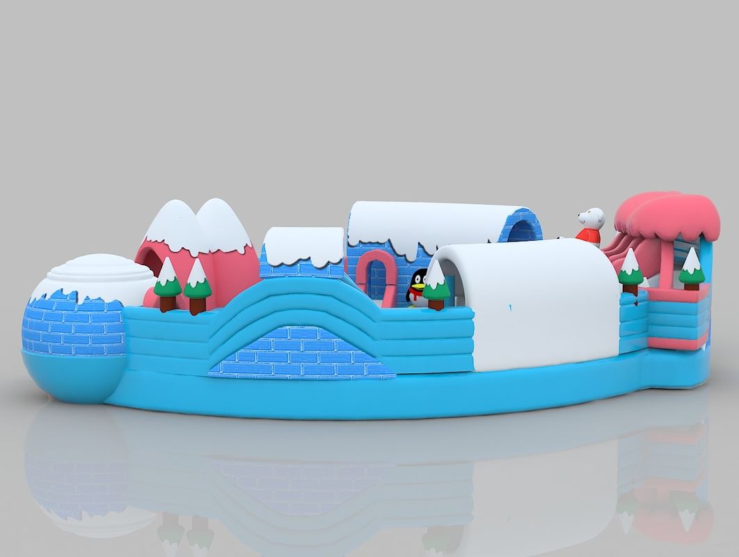 Salju Tema Kastil Inflatable Warna PVC Melompat Indoor Bounce House Untuk Dewasa