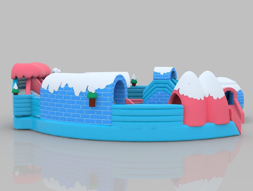 Salju Tema Kastil Inflatable Warna PVC Melompat Indoor Bounce House Untuk Dewasa
