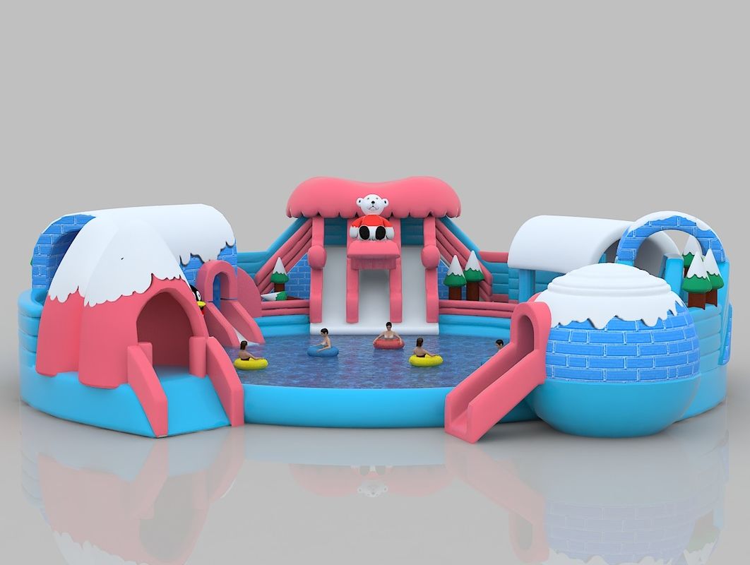Salju Tema Kastil Inflatable Warna PVC Melompat Indoor Bounce House Untuk Dewasa