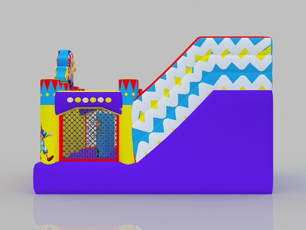 Kastil Inflatable Anak-anak Kuning Biru Outdoor Bounce House Jumping Castle Sewa Dengan Slide