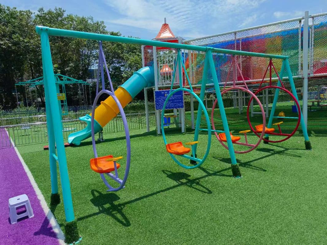 Tidak bertenaga Taman Anak-anak Multi-orang Seesaw Rides Outdoor Playground Galvanized Pipe Seesaw